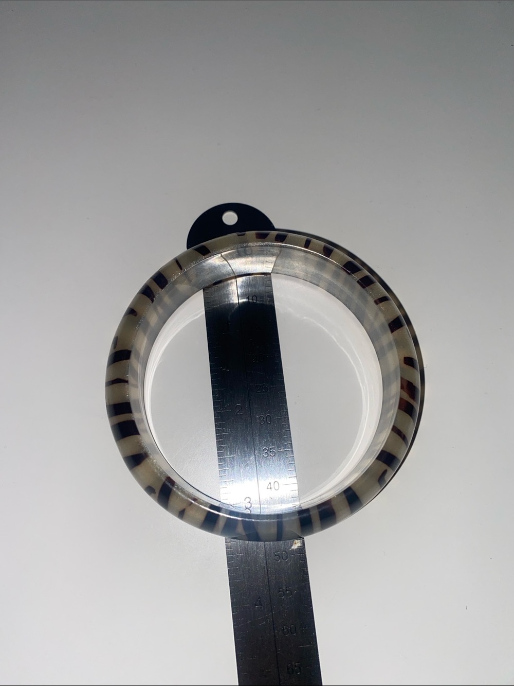 Neutral Ivory and Black Zebra Acrylic Bangle Bracelet - Picture 3 of 3